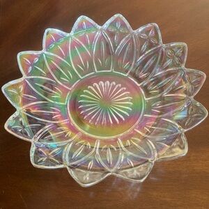 VTG Federal Glass Petal iridescent berry bowl 8.5”